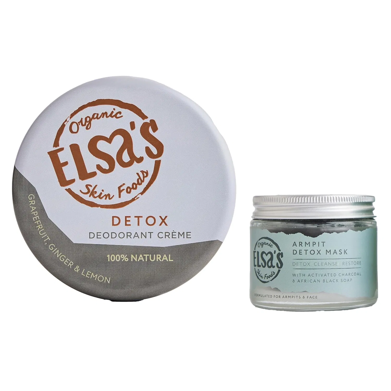 Детокс набор для подмышек, Natural Deodorant Cream and Armpit Mask, Elsa's Organic Skin Foods, 110 г, Grapefruit