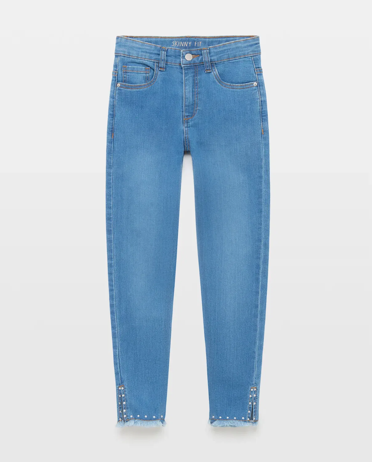 Детские джинсы для девочки slim fit с потертостями Kids El Corte Inglés, Azul Pálido — фото 4