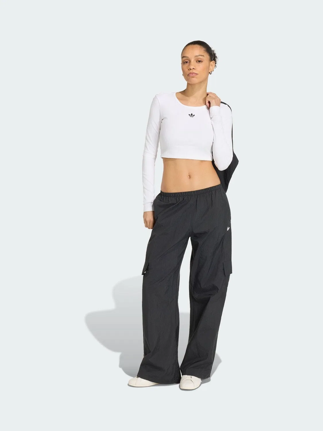 Футболка с длинным рукавом Essentials Rib Cropped, adidas Originals, белый — фото 2