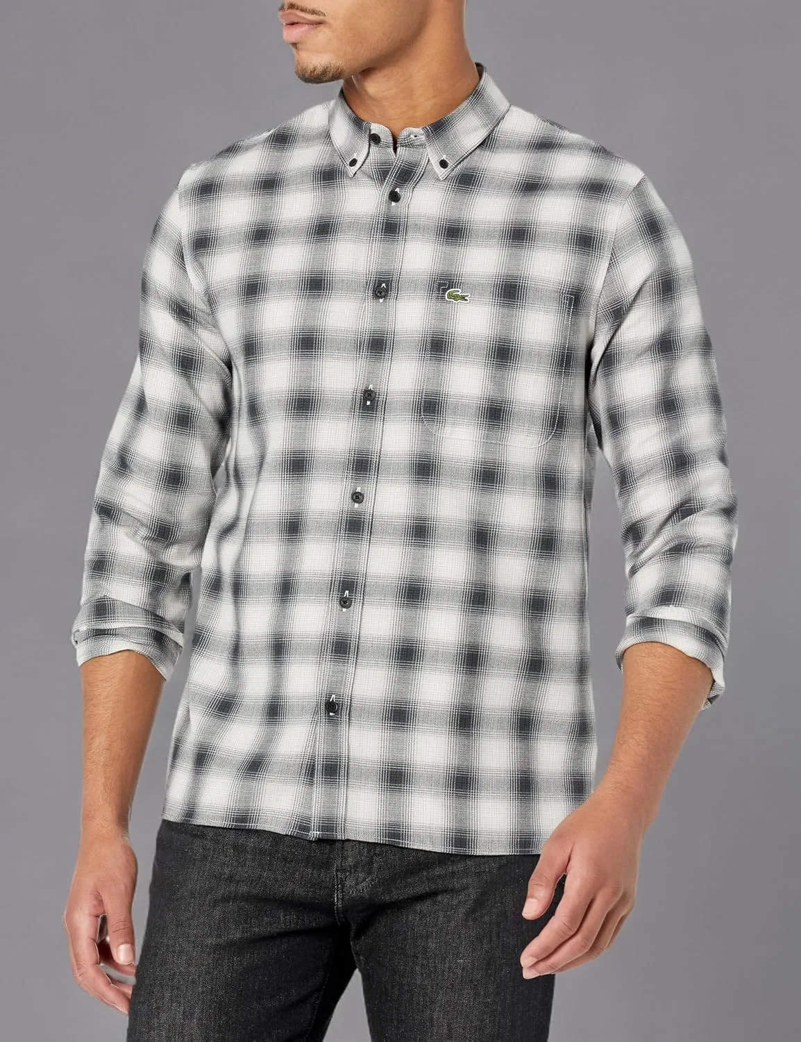 Мужская рубашка с длинным рукавом Regular Fit Lacoste, Black Multico — фото 3