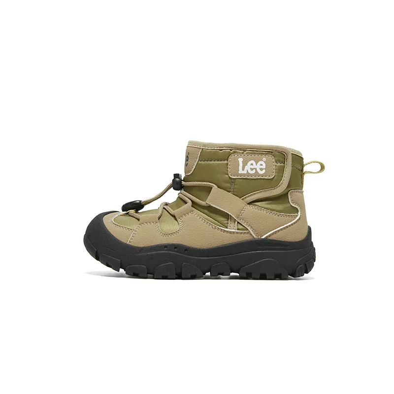 Детские зимние ботинки с синтетической кожей, нескользящие, высокие, Lee, Army Green