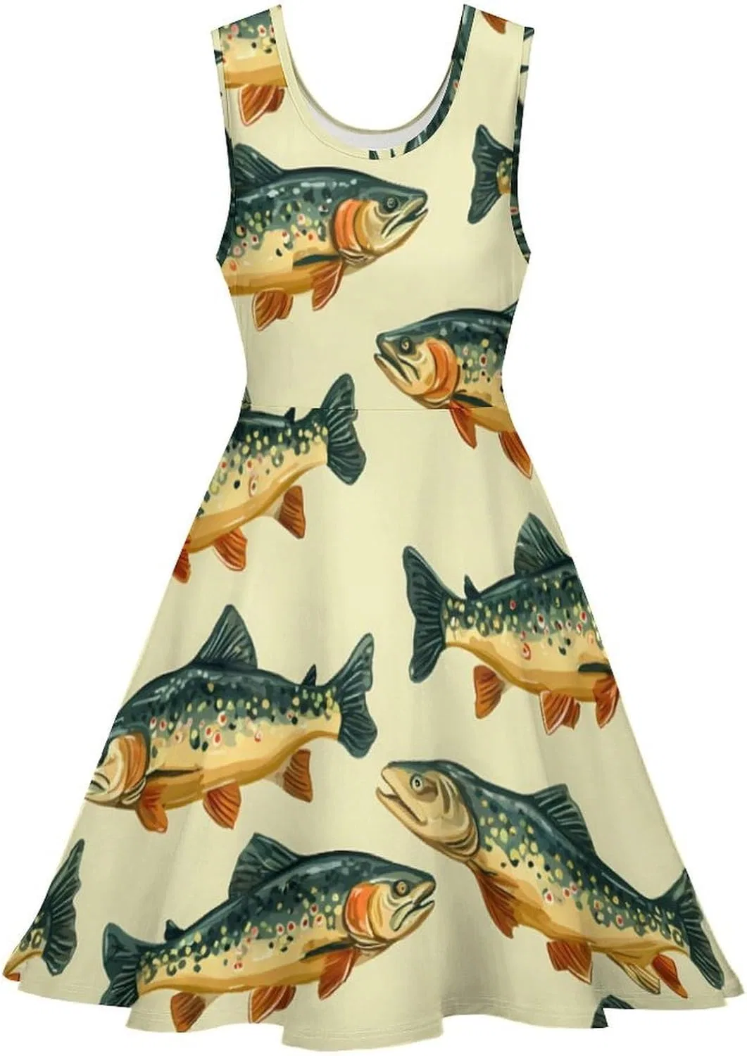 Женское летнее платье без рукавов с воланами, Trout Fish — фото 2