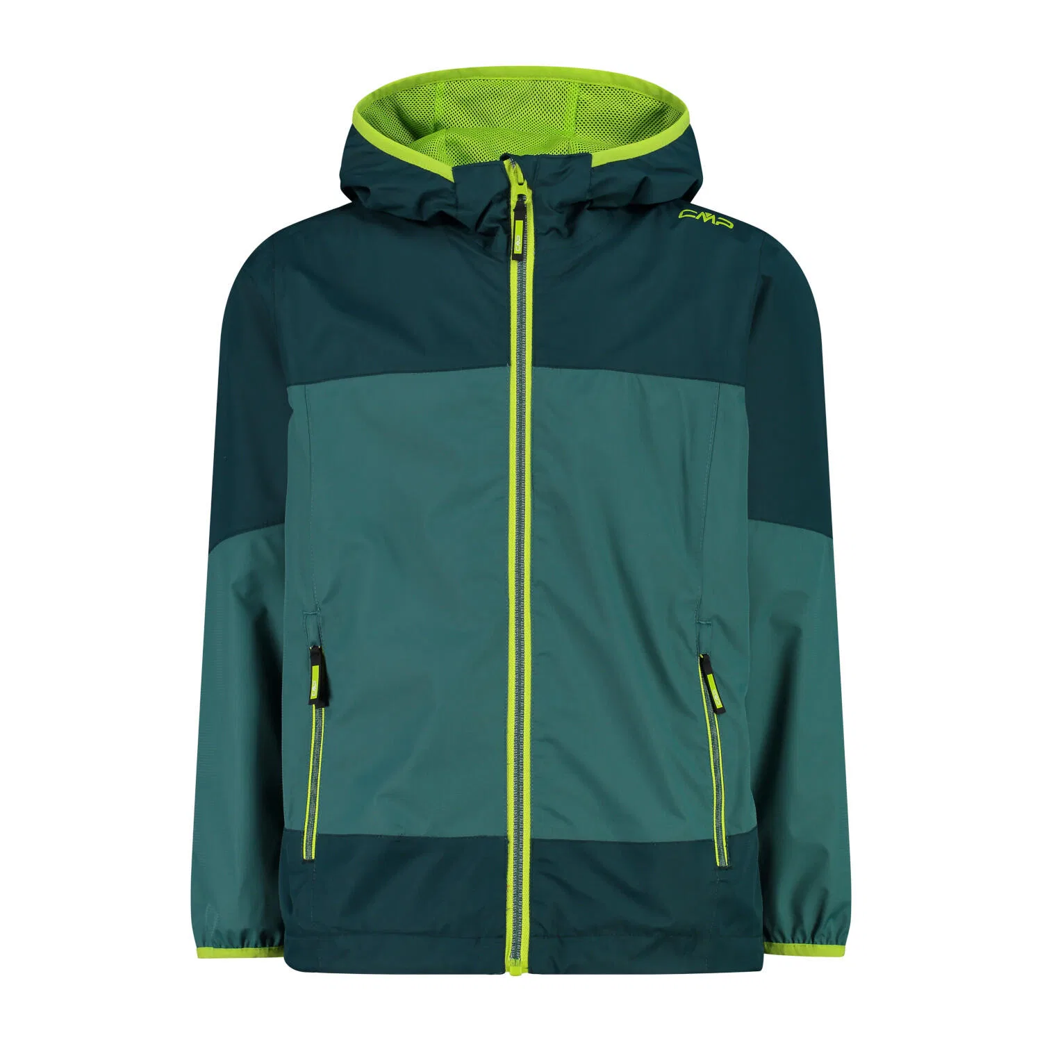 Детская ветрозащитная куртка Kid Jacket Fix Hood Cmp, Grun Gelb Turkisblau
