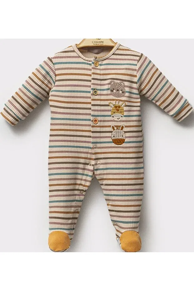Детский комбинезон для мальчиков с принтом Super duper embroidered baby boy romper Cassiope, Orange — фото 3