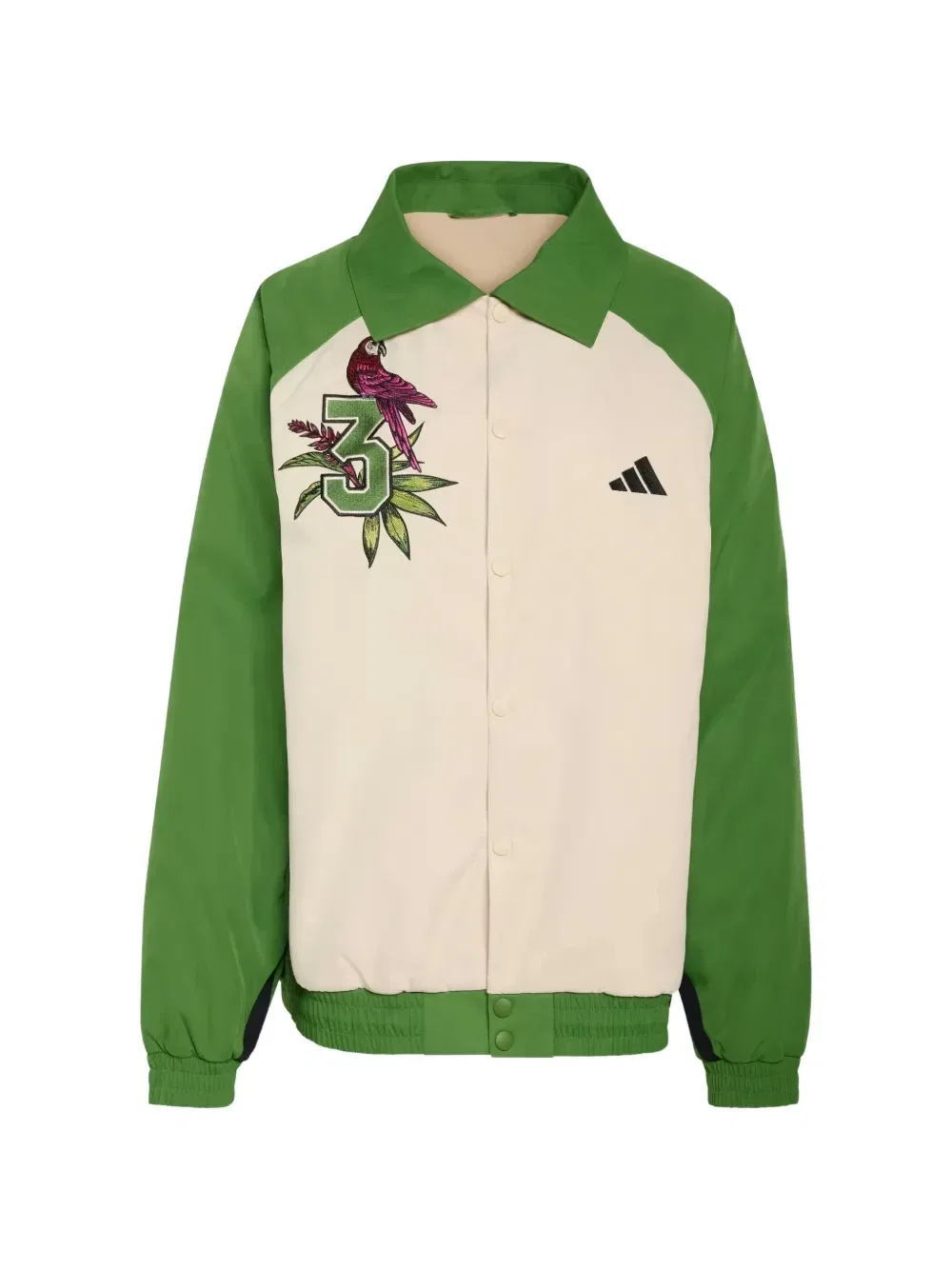 Куртка с вышивкой попугая и цветовыми блоками X Farm Rio Adidas, бежевый