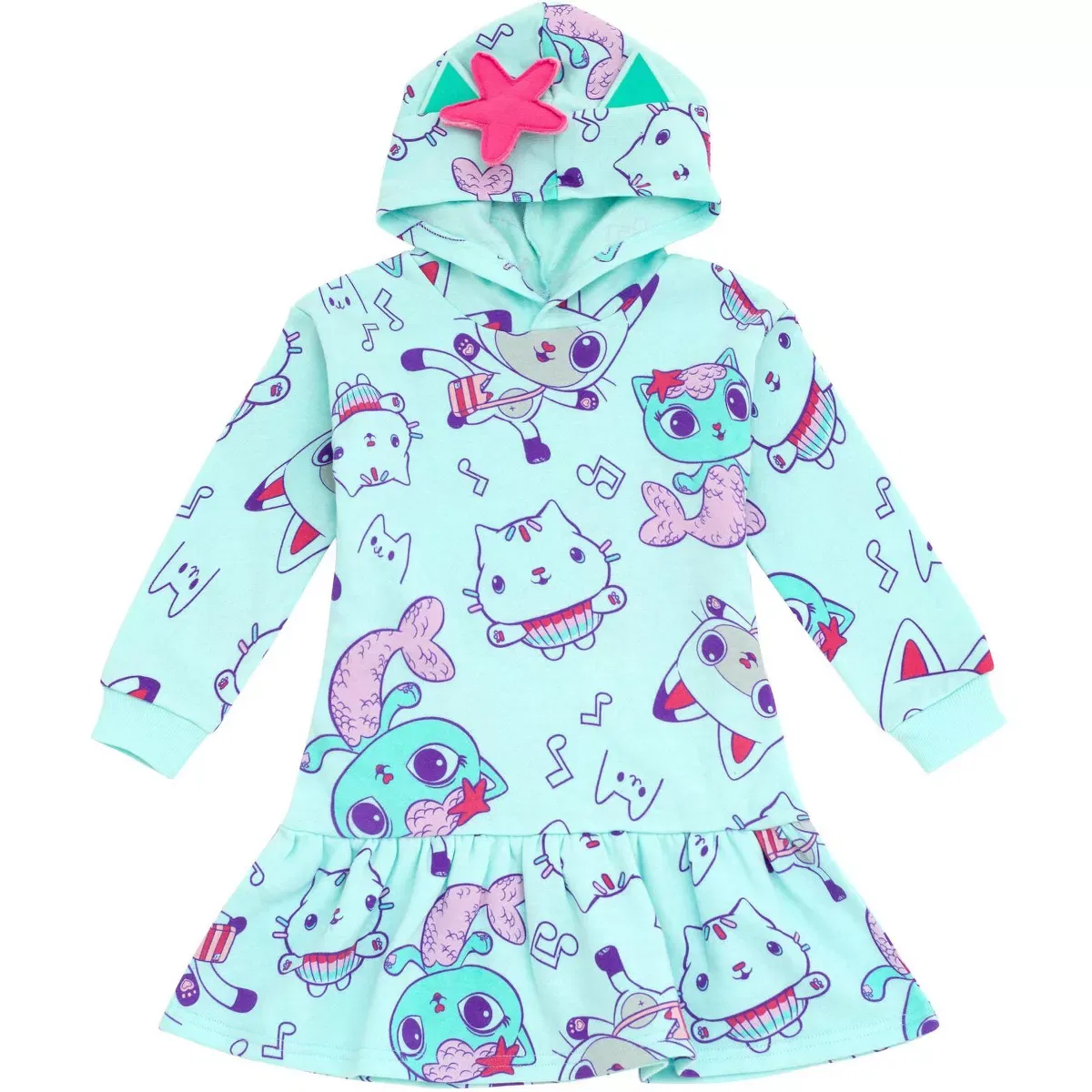 Детское платье из флиса с принтом Pandy Paws Cakey Cat MerCat Gabby's Dollhouse, Blue