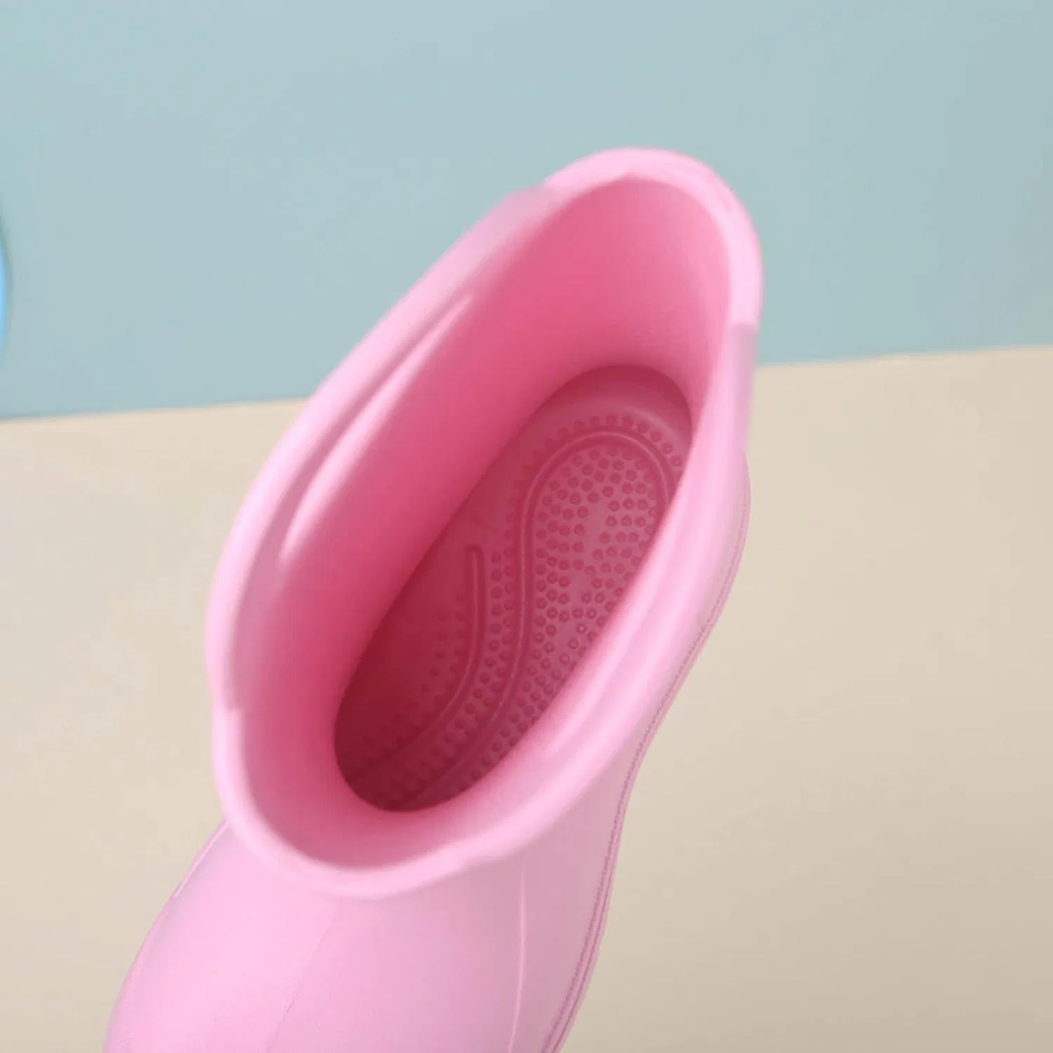 Детские сапоги дождевые с ручкой Rubber Waterproof Non-Slip, Pink — фото 4