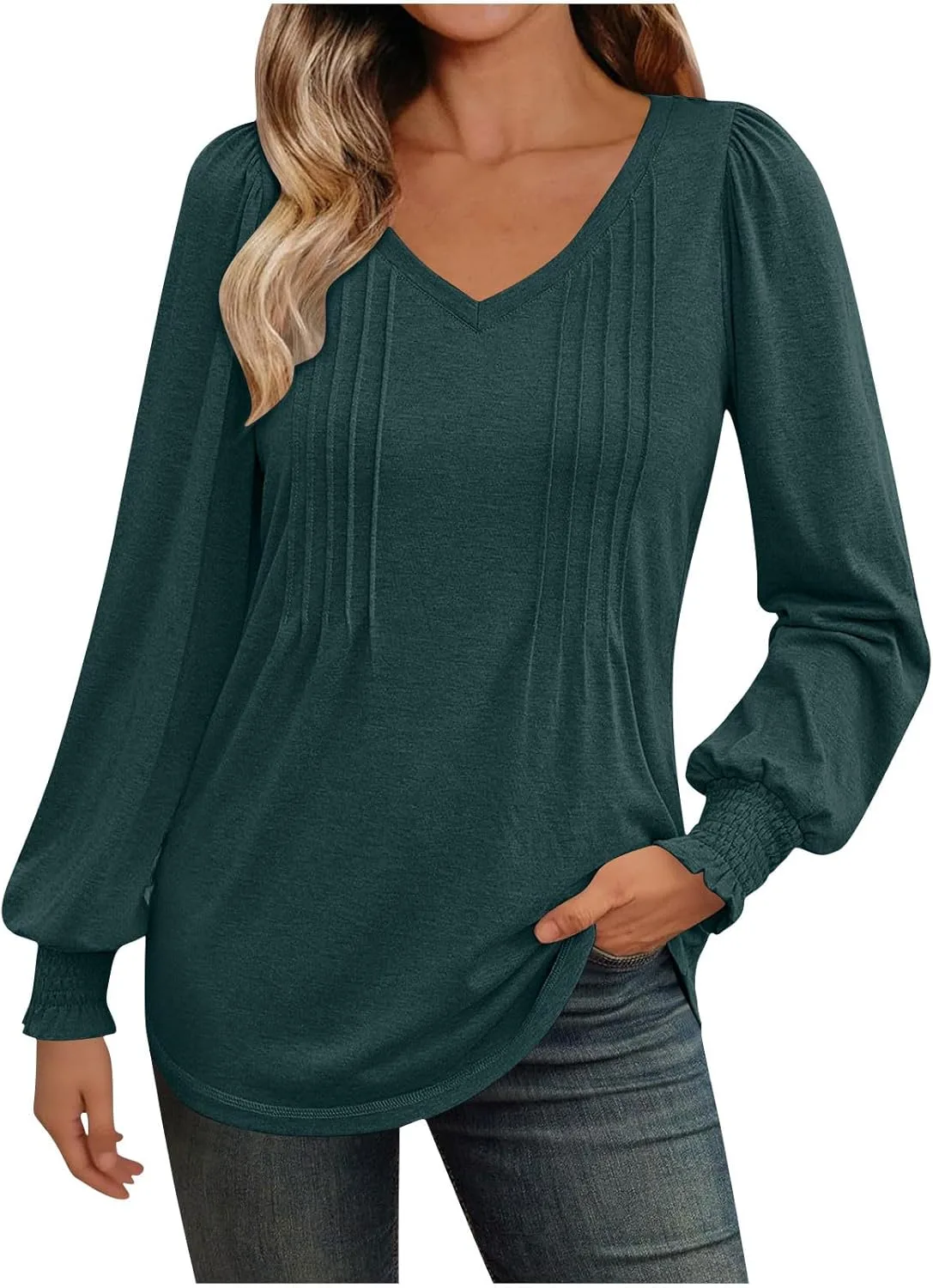 

Женская блузка с длинными рукавами и плиссировкой bawilom