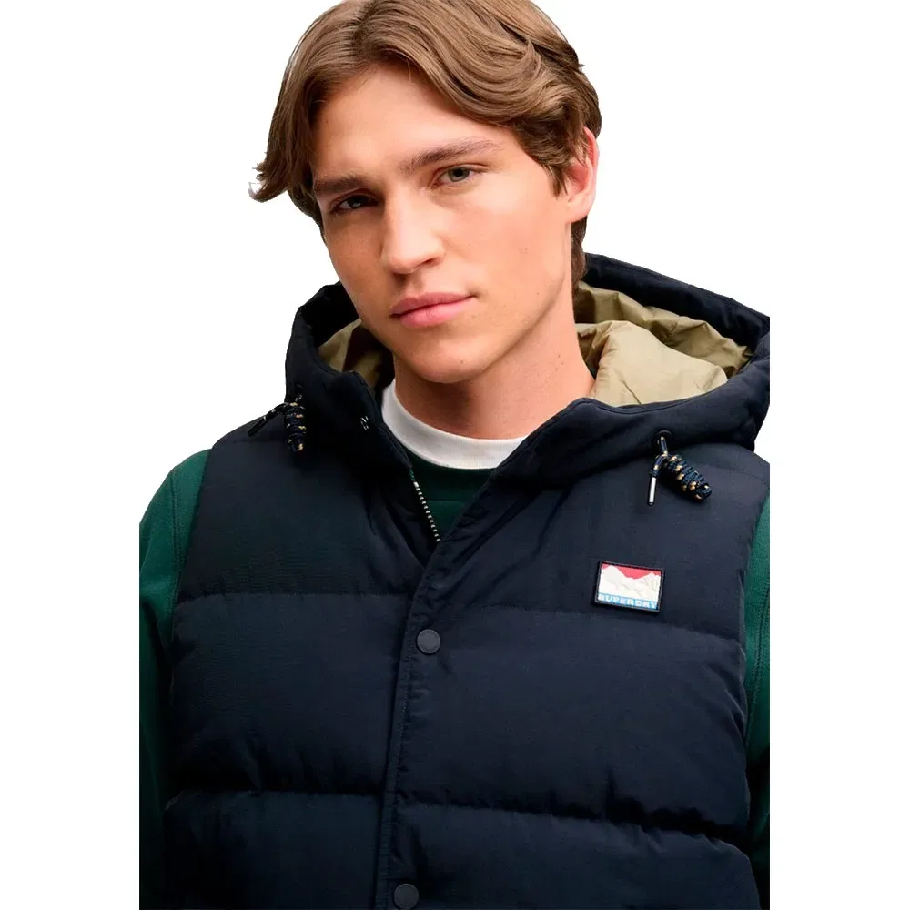 Мужской утепленный жилет с капюшоном Superdry Short Everest, Blue — фото 3