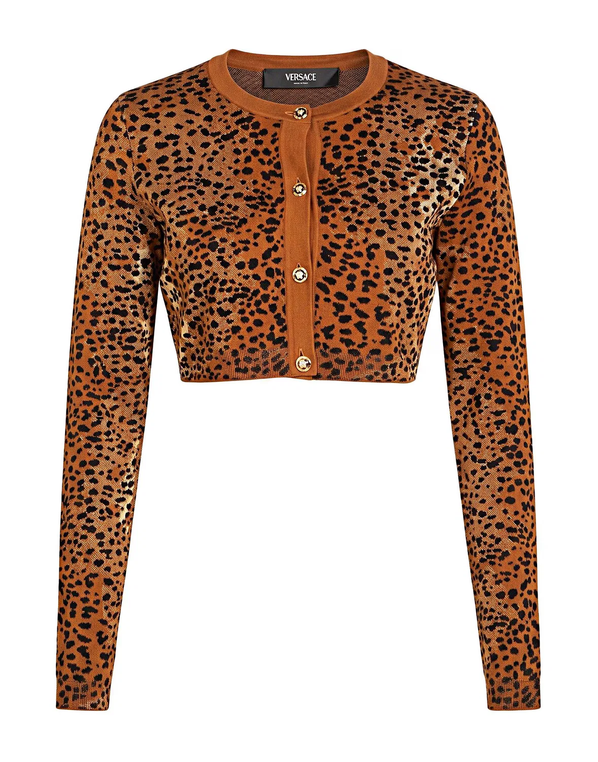Женский кардиган с принтом Leopard Print Versace, коричневый