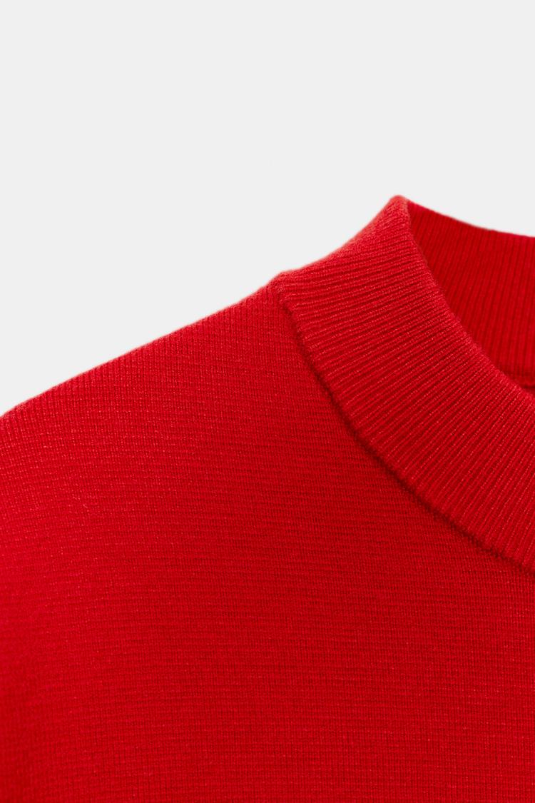 Платье Zara Drop-shoulder Knit, красный — фото 3