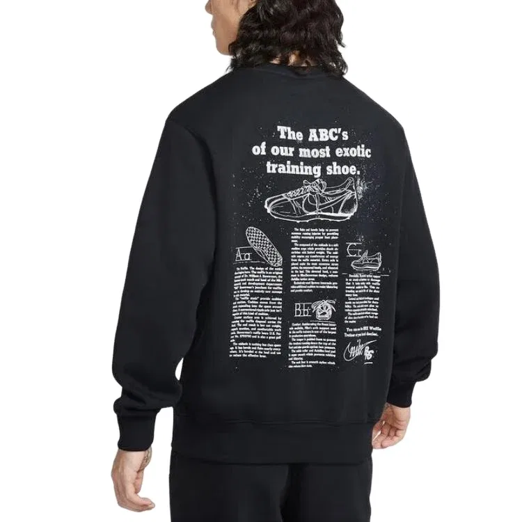 Мужская футболка Crew Neck Long Sleeve Sweatshirt 'Black White' Nike, Black/White — фото 4