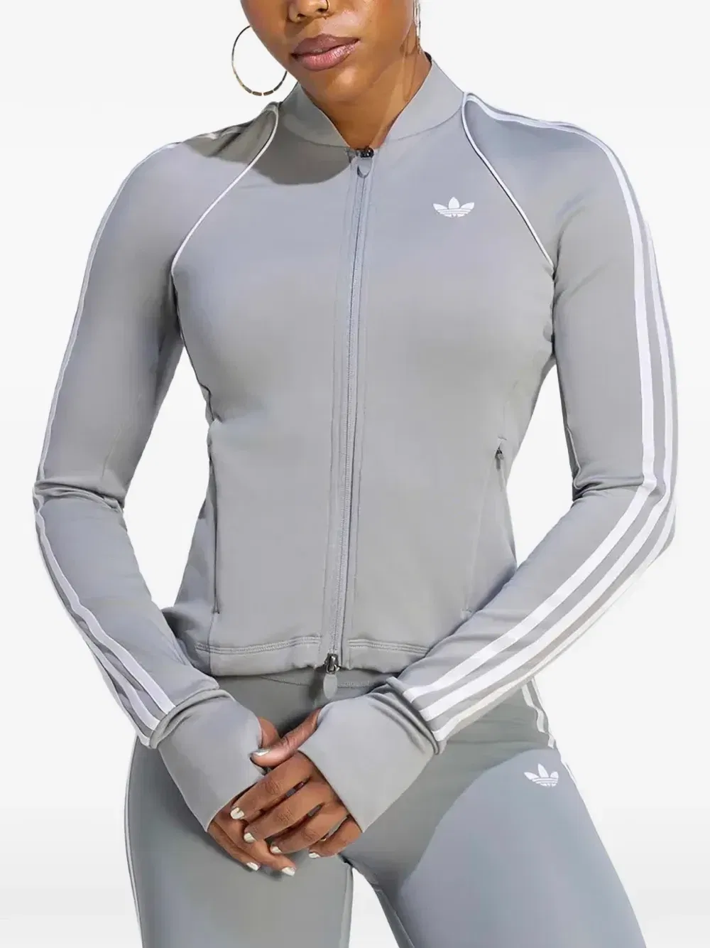 Свитшот с логотипом и боковыми полосками Adidas, серый