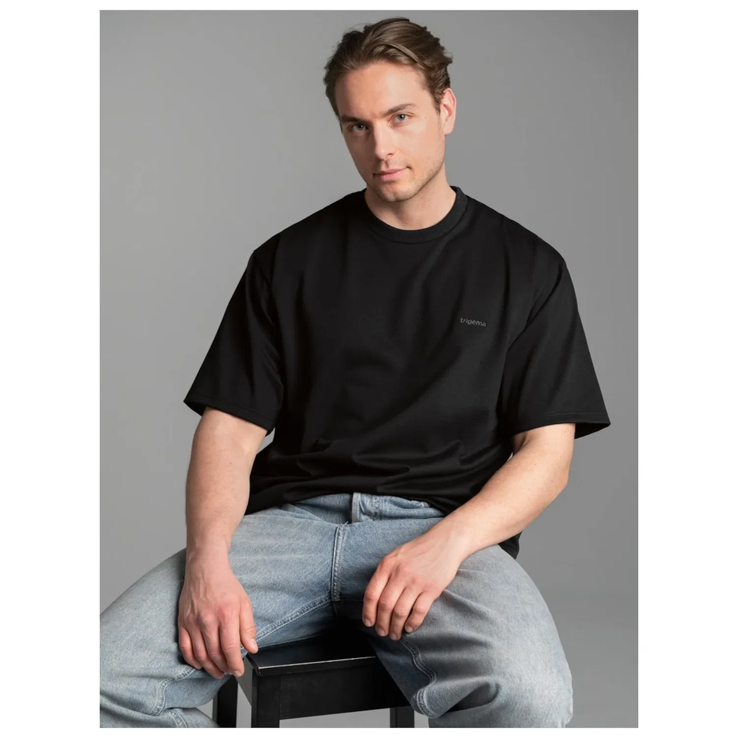 Детская хлопковая оверсайз футболка Trigema, Black