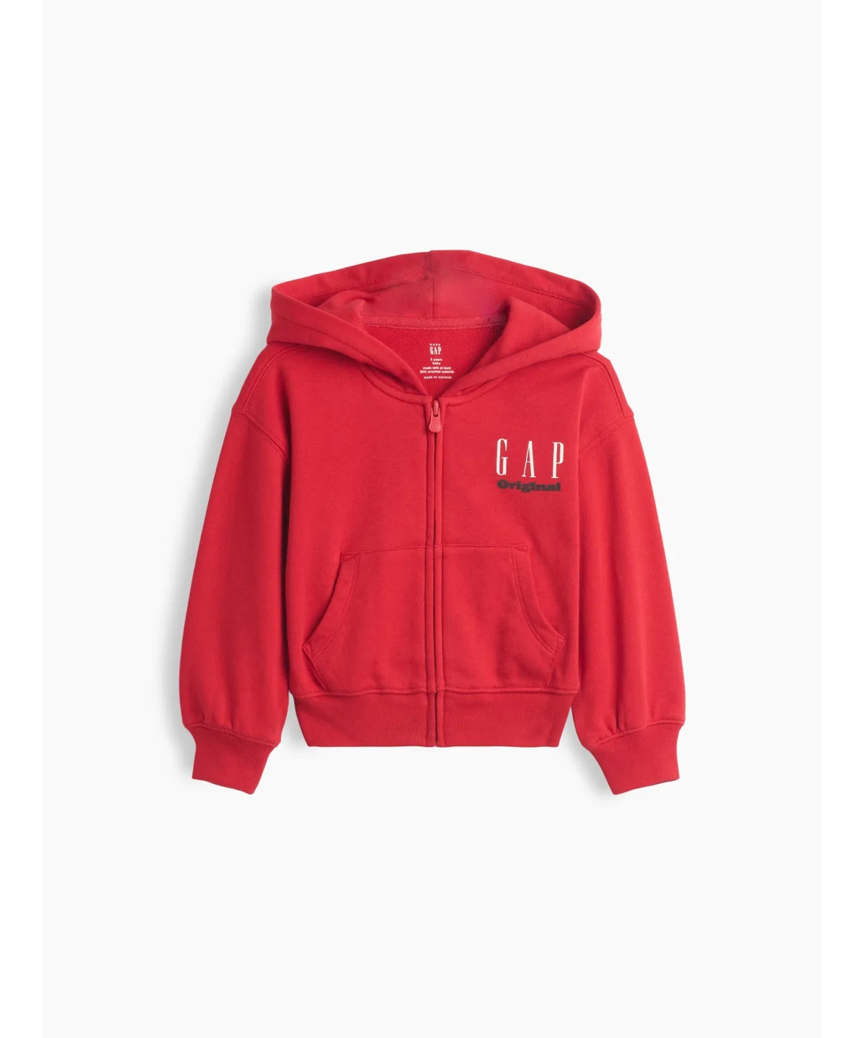 Детское худи на молнии с принтом Vintage Soft French Terry GAP, Red — фото 3