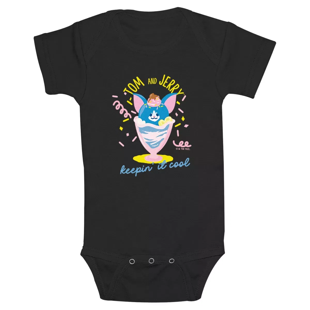 Детское боди с коротким рукавом Keepin' It Cool Tom and Jerry, Черный