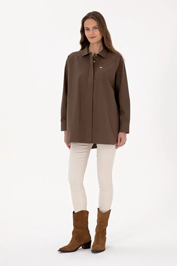 Женская рубашка с длинным рукавом U.S. Polo Assn., Brown — фото 4