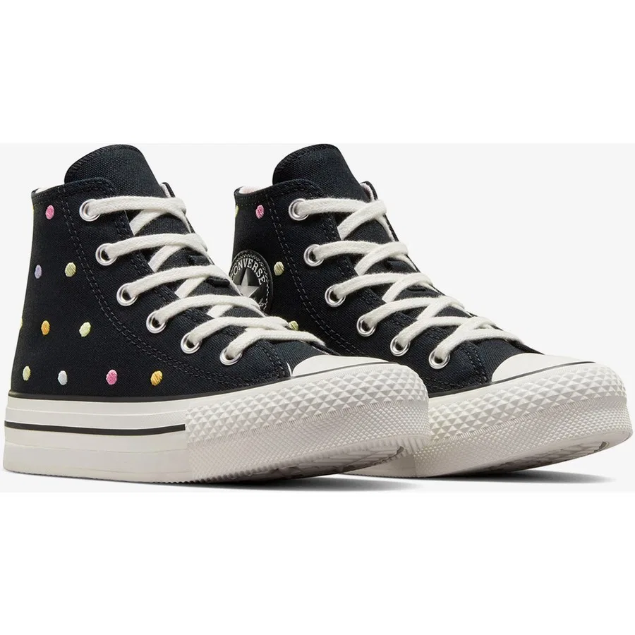 Детские повседневные кроссовки с принтом в горошек Converse Chuck Taylor All Star Eva Lift Polka Dots, Черный — фото 2