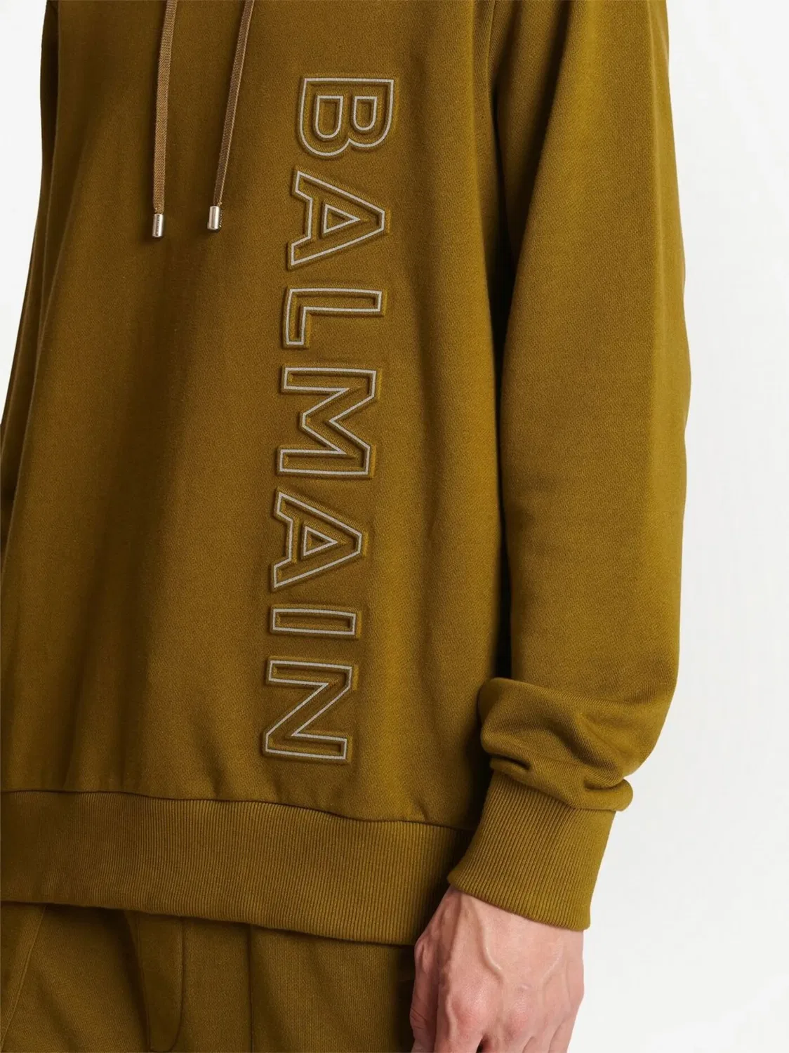Худи с лого из органического хлопка Balmain, зеленый — фото 4