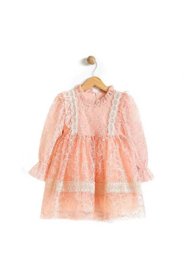 Детское платье для девочек кружевное Ivy Lace Seasonal Dress Rise Raba, Salmon