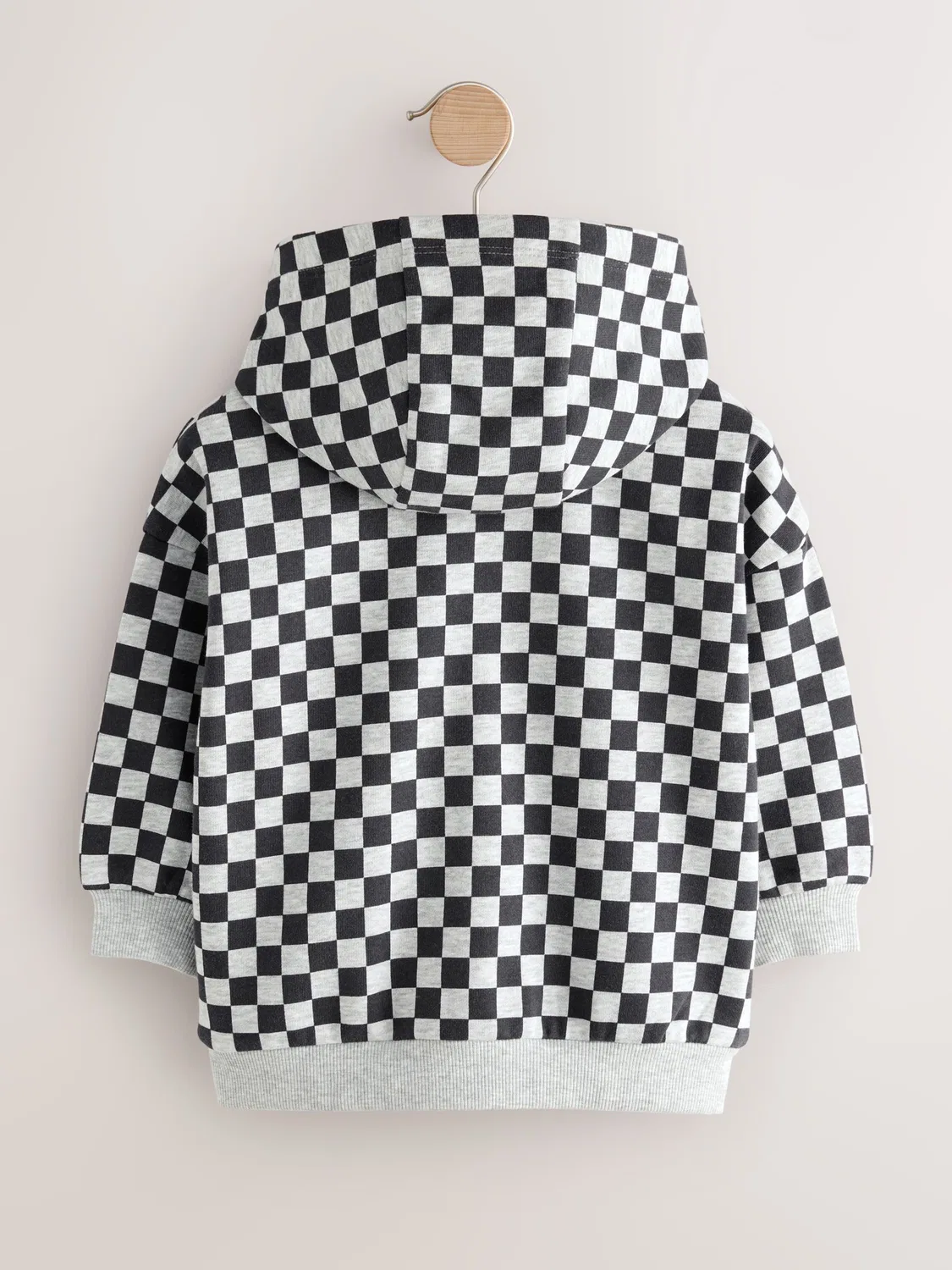 Худи на молнии с шахматным принтом, Black White Checkerboard Next, черно-белый — фото 2