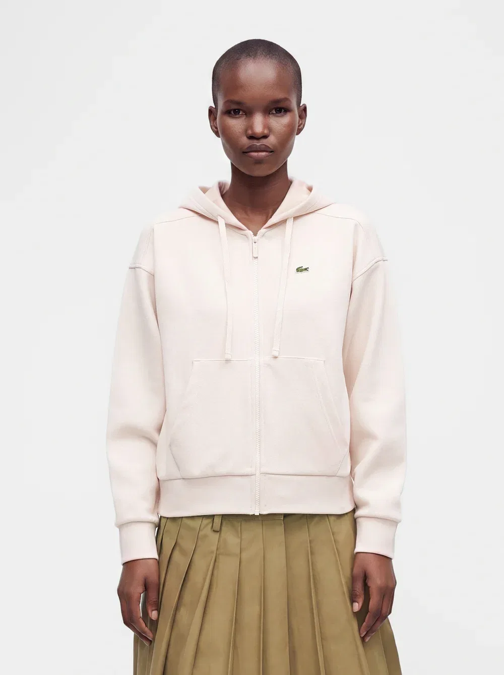 Толстовка Lacoste Mansia на молнии, пике, однотонная