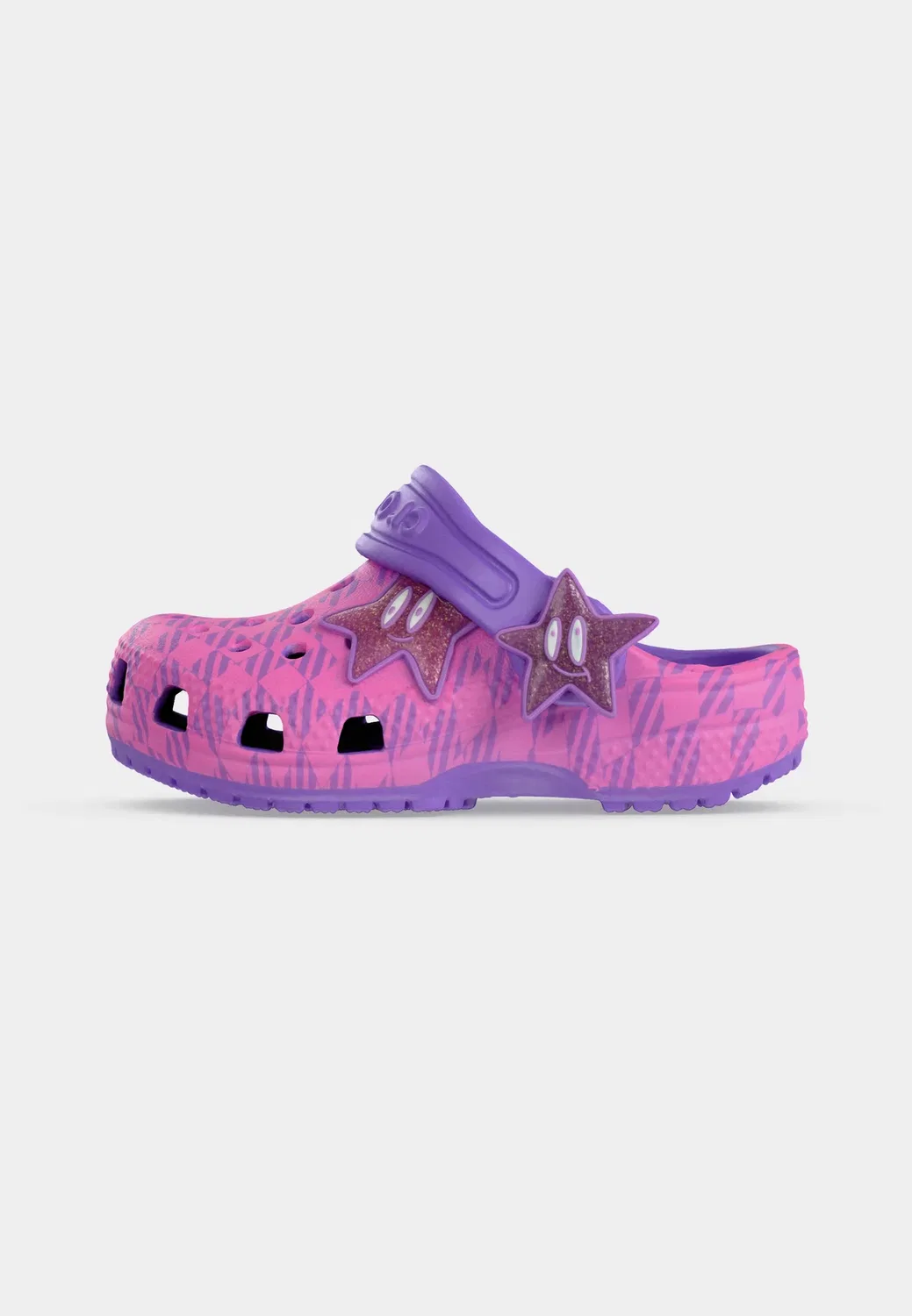 Классическая клетка и звезды - тапочки Crocs, Purple Bolt/Pink Punch — фото 2