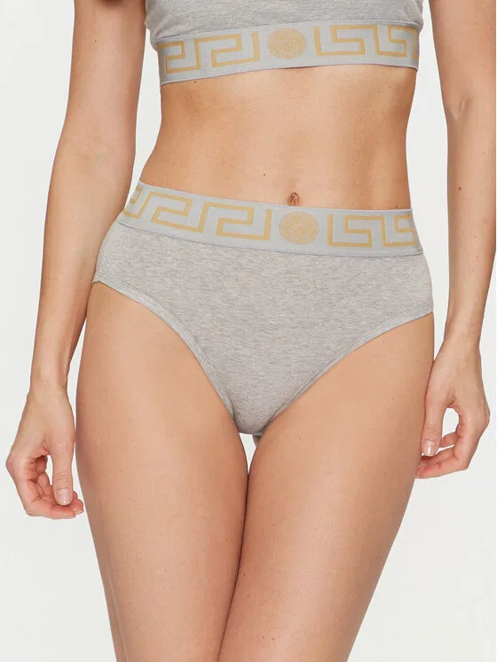Классические трусы с высокой талией Greca Border Versace, серый