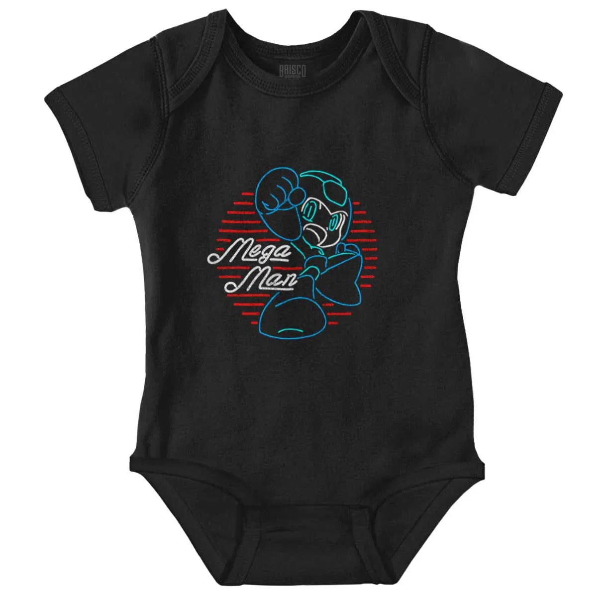 Детское боди-комбинезон с коротким рукавом Mega Man Rockman Video Game Neon Sign Brisco Brands, Black