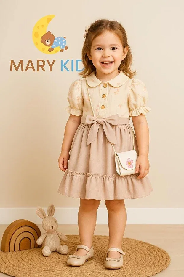 Детское платье для девочек с принтом Mary Kids, Beige