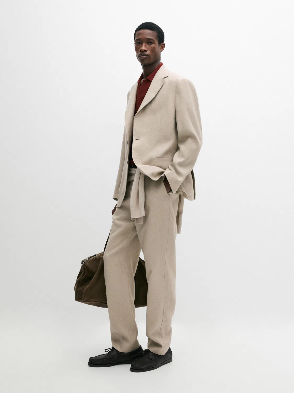 Брюки от льняного костюма Massimo Dutti, бежевый