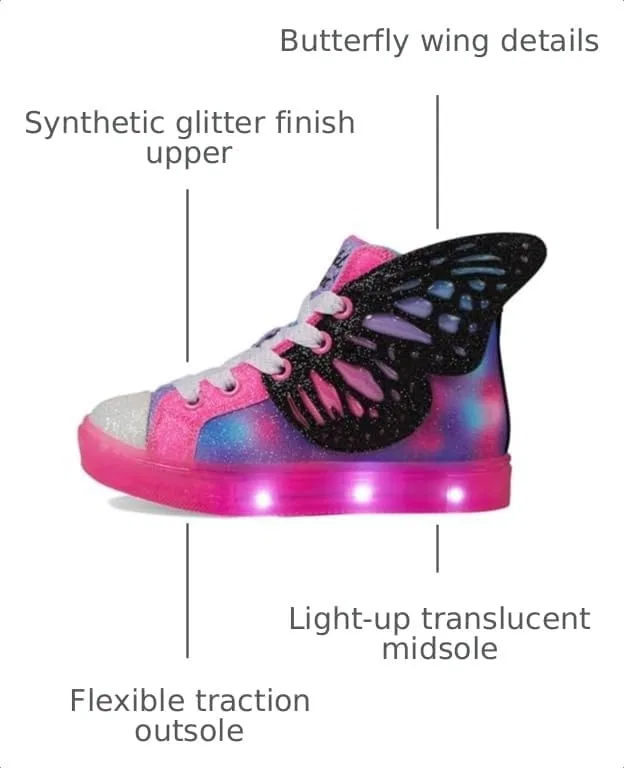 Детские кроссовки для девочек с блестками Twinkle Sparks Ice-Flutter Glitz Skechers, Black/Multi — фото 3