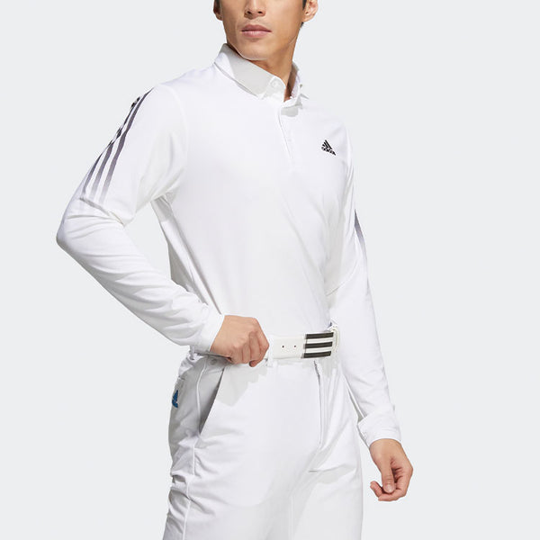 Футболка logo stripe long sleeves slim fit polo shirt white Adidas, мультиколор — фото 4