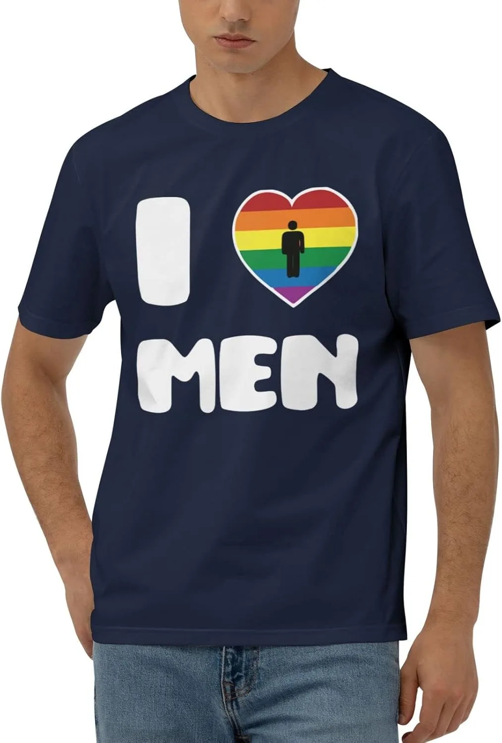 

Футболка I Love Men мужская с коротким рукавом, Cotton, Quick-Drying, черная JYEXSEIZ