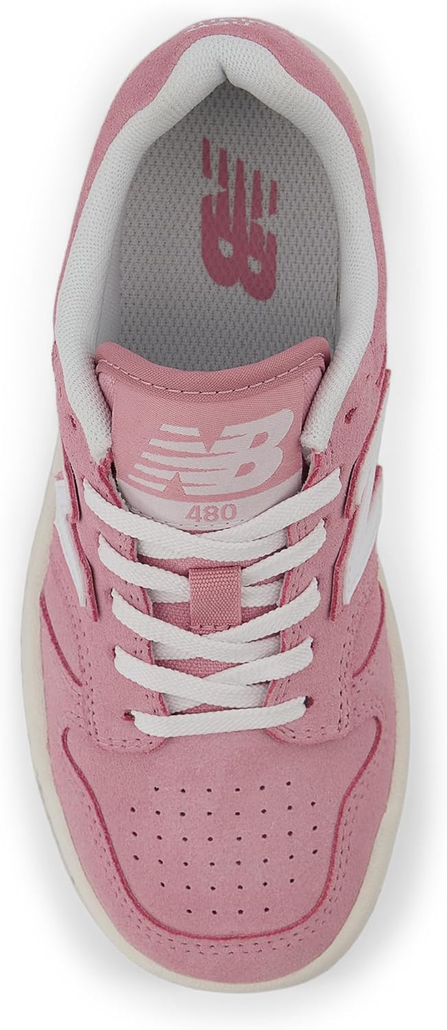 Детские кроссовки New Balance 480 V1 на шнуровке для мальчиков, белый/розовый — фото 4