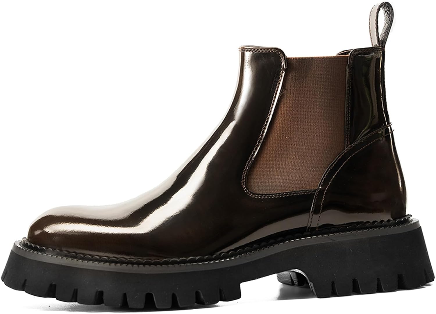 

Мужские лакированные ботинки челси WinDhana - ботильоны с гладким носком и широкими эластичными вставками Commando Cole 573-A01, коричневый