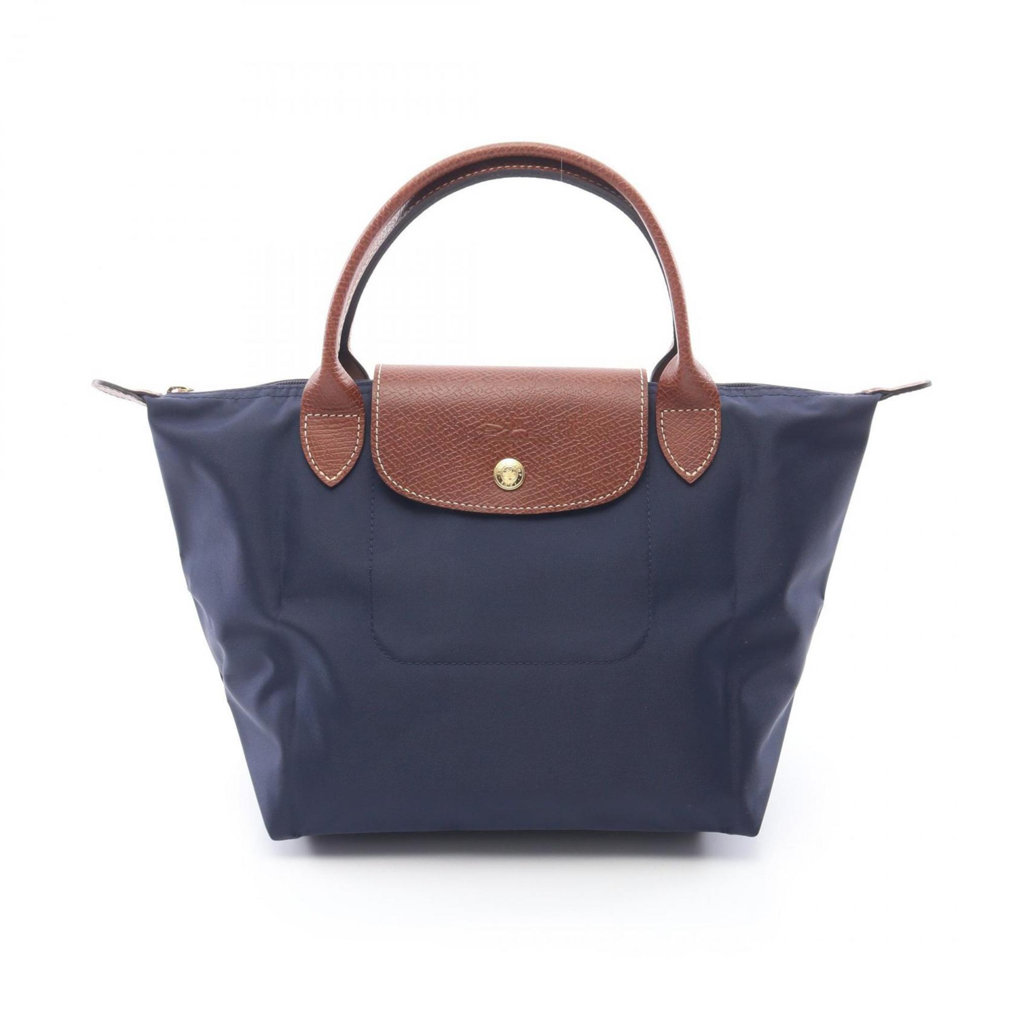 

Longchamp Le Pliage Сумка-тоут из синего холста с кожаными деталями