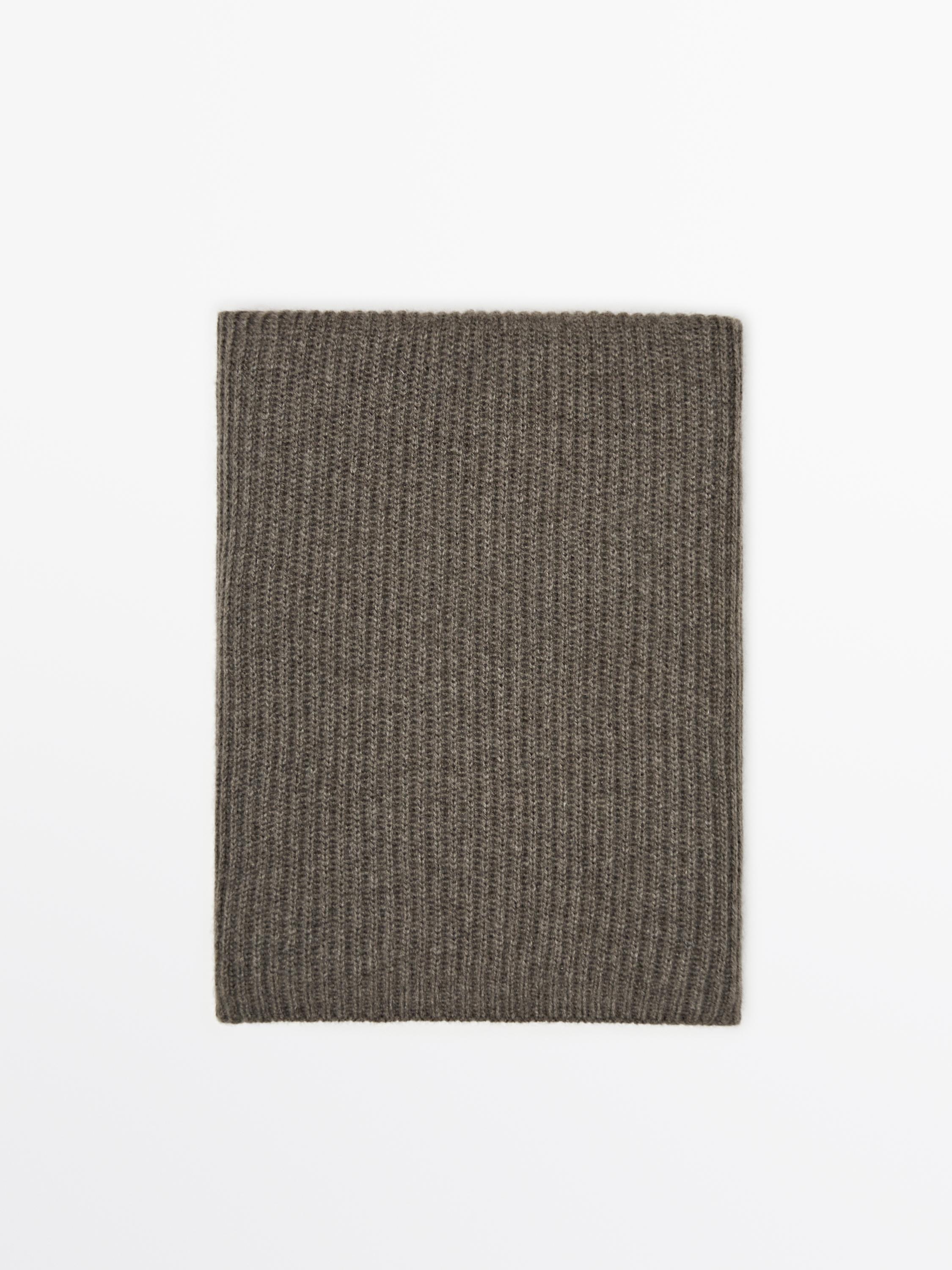 

Шарф из 100% кашемира в рубчик Massimo Dutti, Dark Khaki