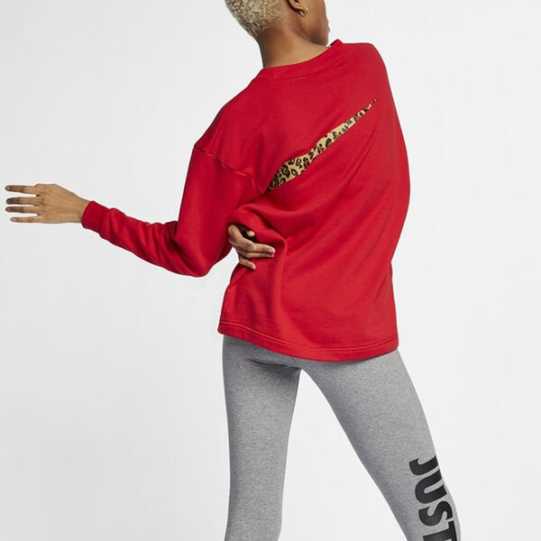 Толстовка с капюшоном повседневные спортивные с круглым вырезом пуловер Nike, красный — фото 4