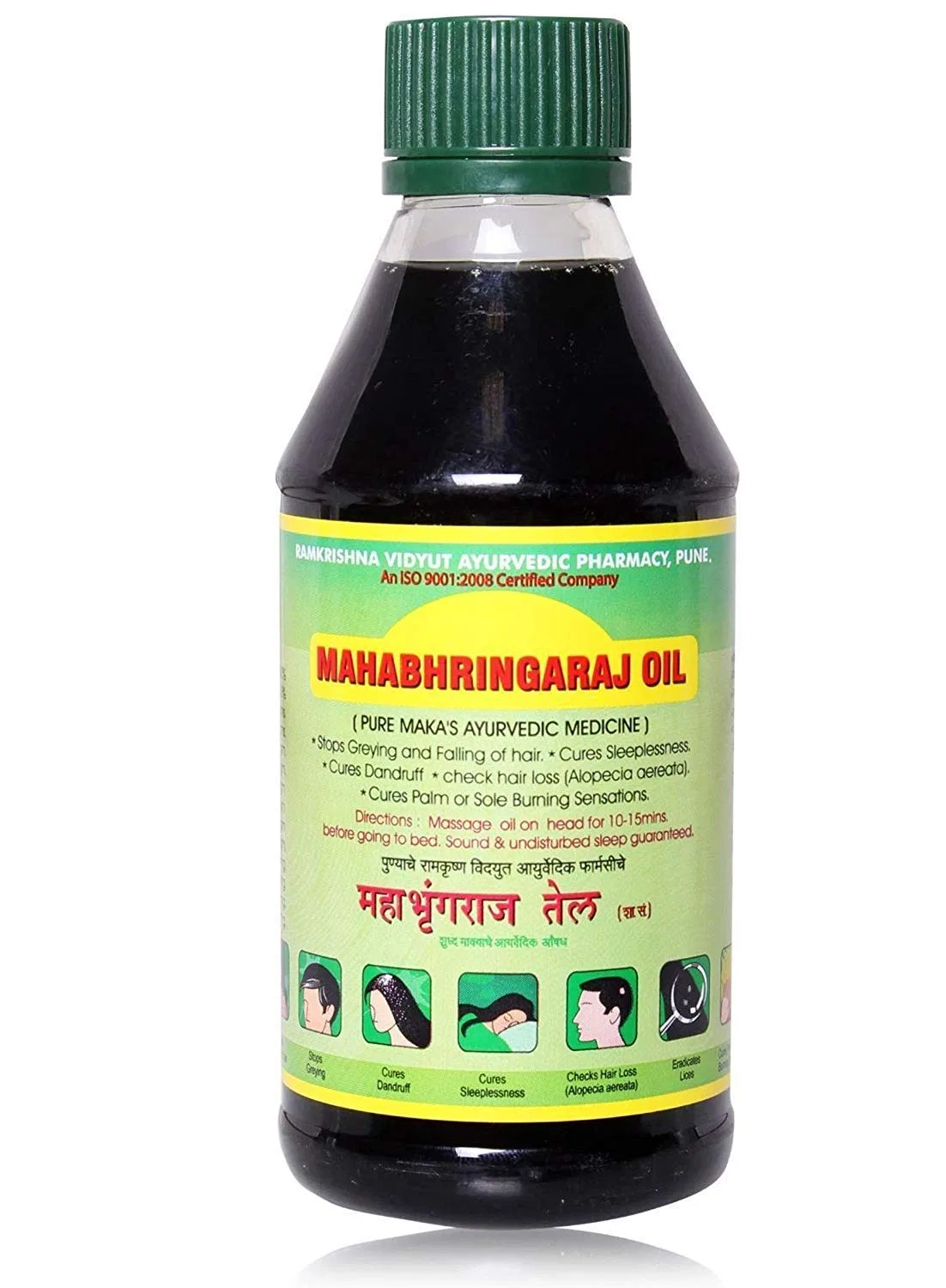 Масло для волос «Maka Mahabhringaraj Oil» от Ramakrishna Vidyut Ayurved Pharmacy, 500 мл (2 шт.) Mahabhringaraj