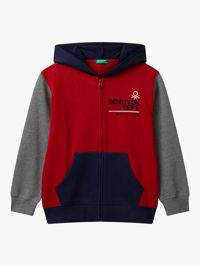 

Детская хлопковая толстовка с молнией и цветными блоками Benetton, Multi