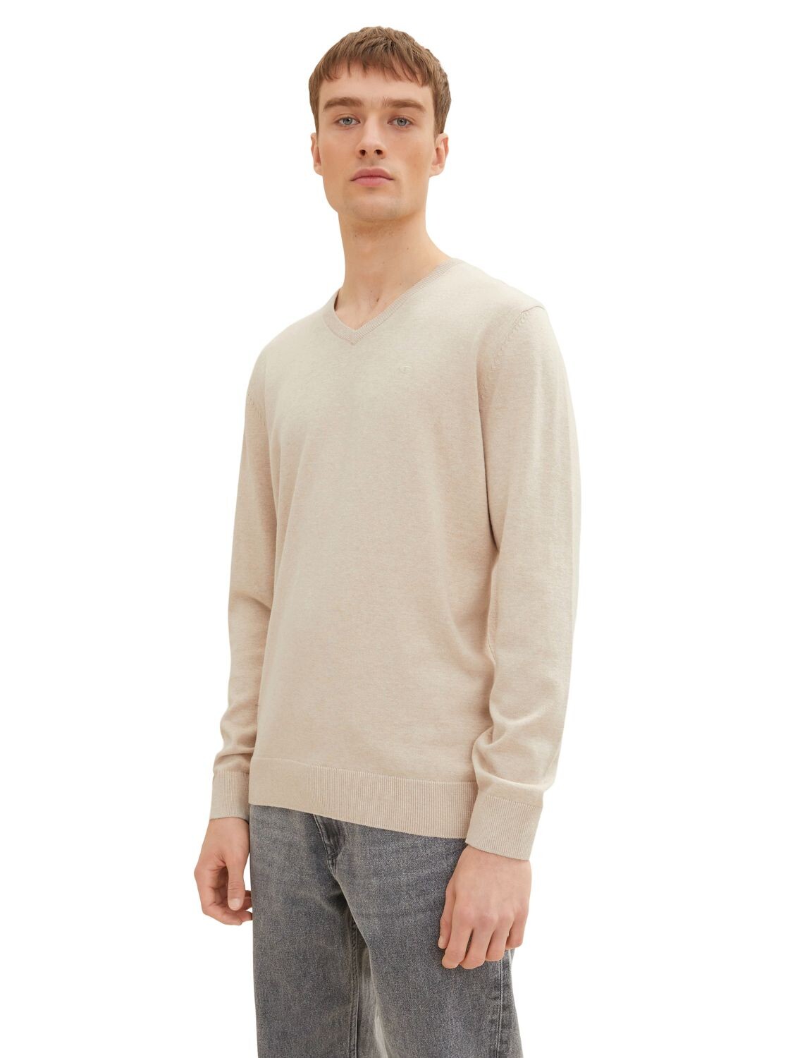 

Пуловер Tom Tailor BASIC V NECK, бежевый