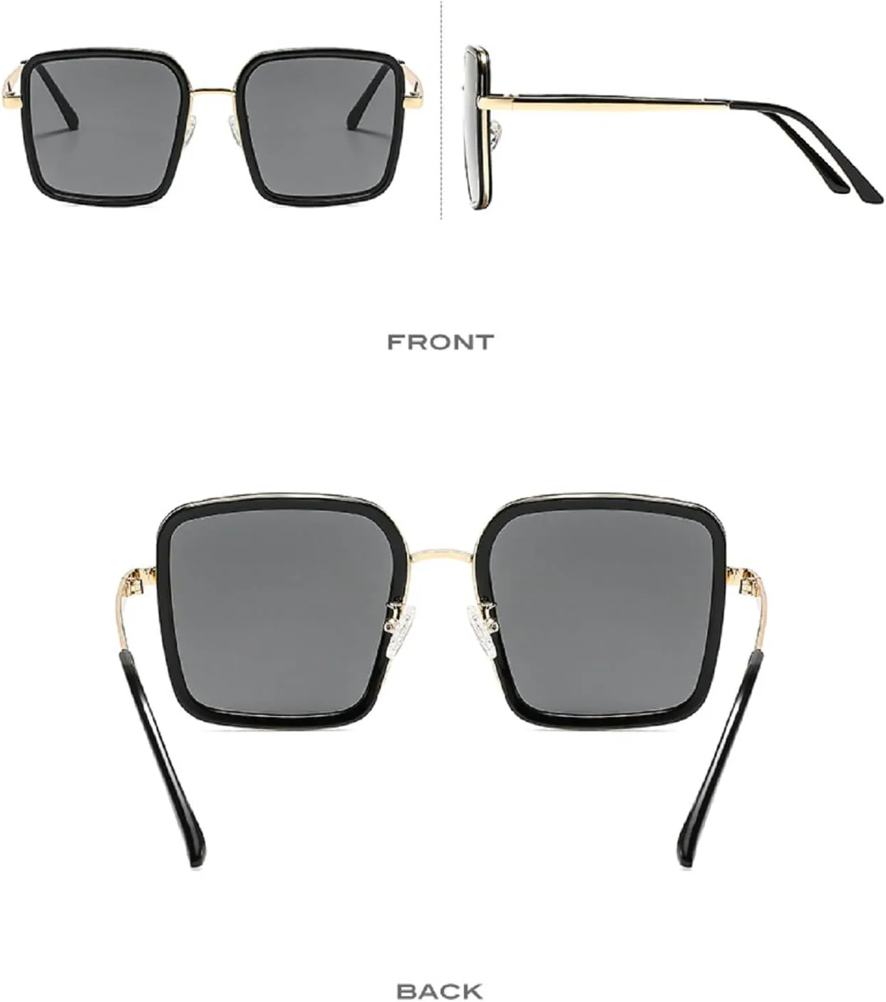 

Солнцезащитные очки в стиле ретро 70-х для женщин и мужчин, модные квадратные солнцезащитные очки-пилот, винтажные дизайнерские очки 2025 года mincl, Black