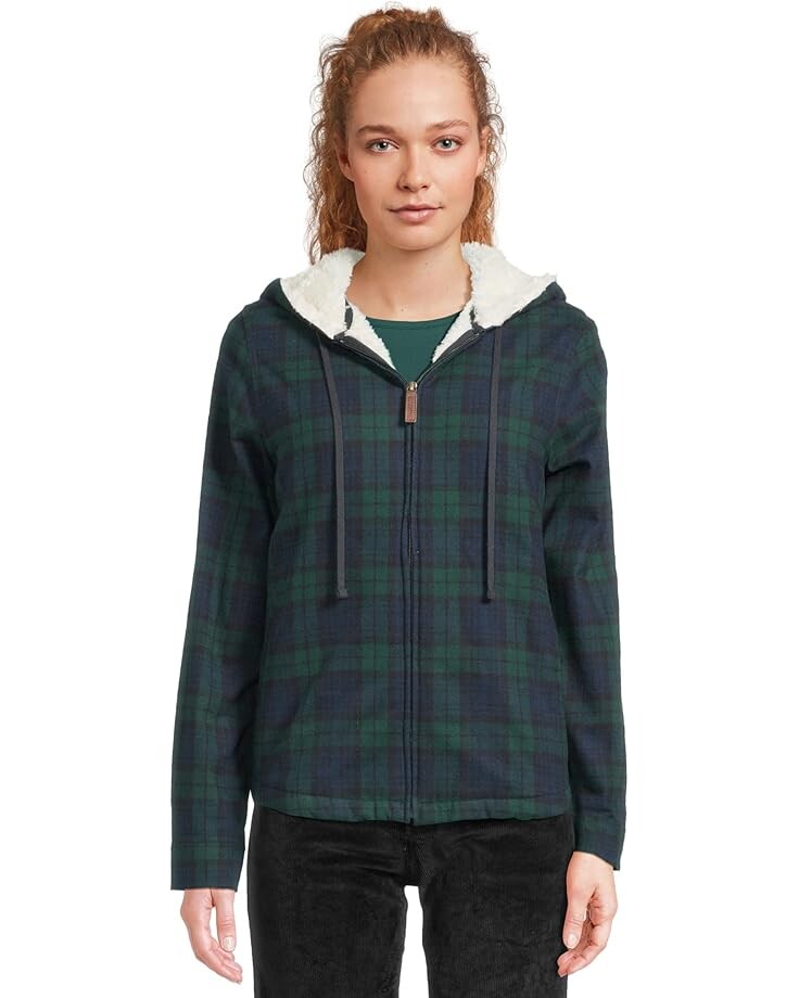 

Худи L.L.Bean Scotch Plaid Sherpa Lined Zip Hoodie, цвет Black Watch