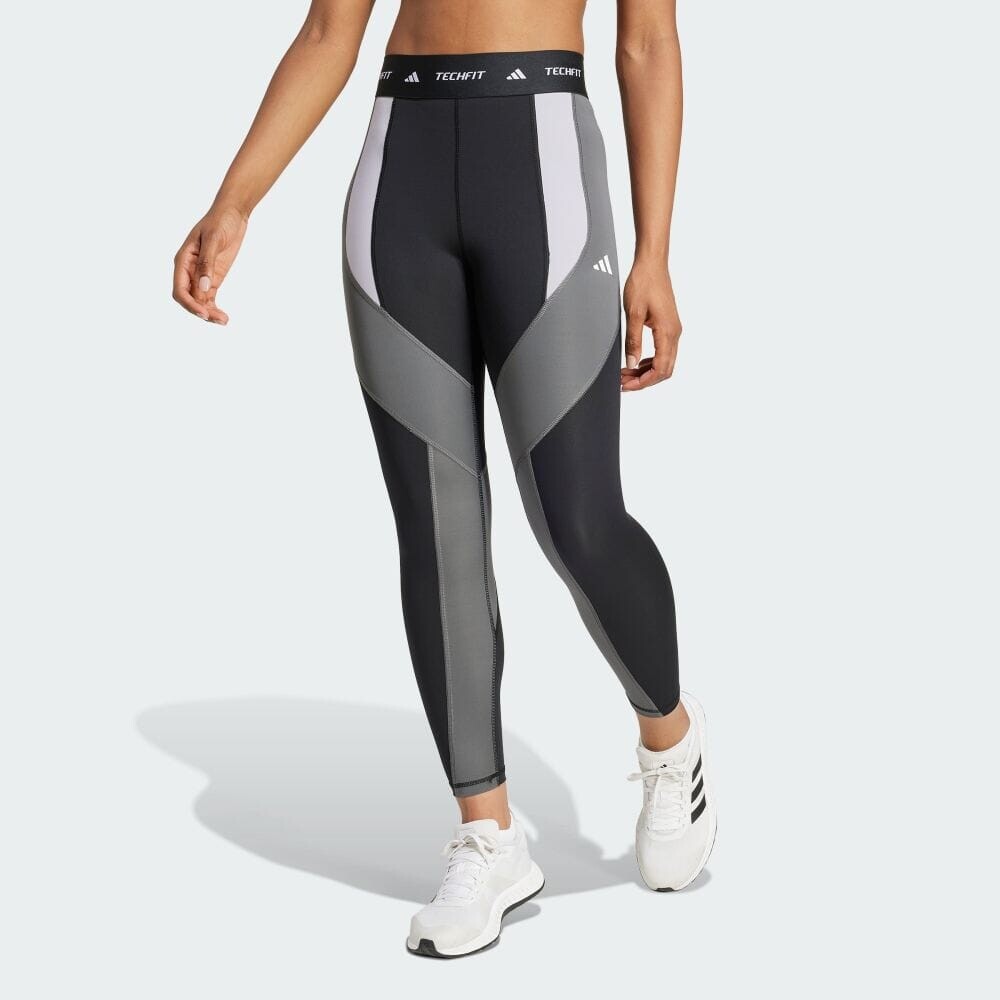 

Тайтсы Adidas Techfit 7/8 Color Block Leggings, цвет Black/Grey Five