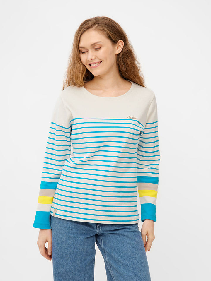 

Derbe Футболка с длинными рукавами кремового/светло-голубого цвета