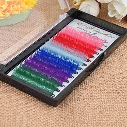Ресницы FUZHAN Rainbow 6 цветов 0.07 мм 10 мм D-curl