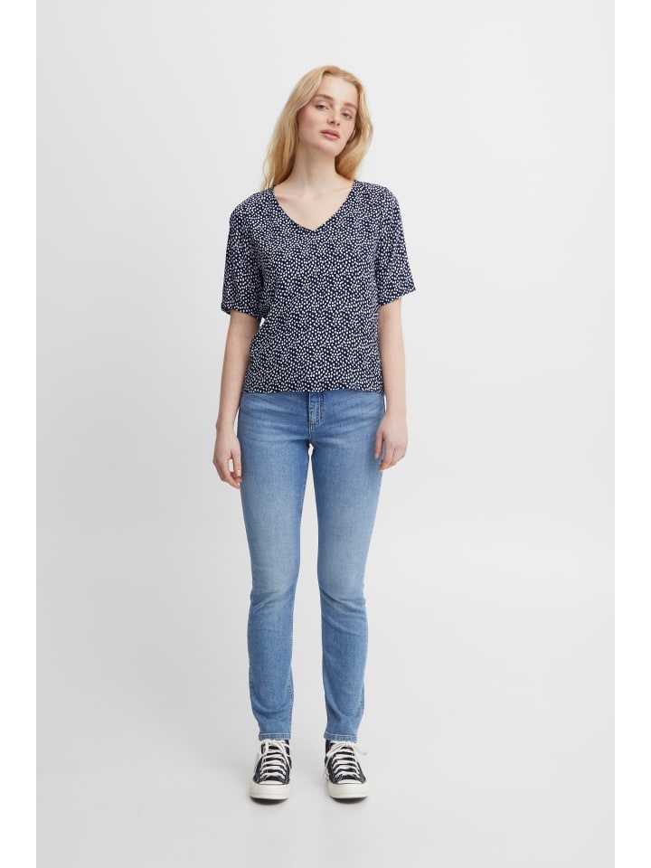 

Блузка с короткими рукавами IHMARRAKECH, стандартный крой, цвет Total Eclipse Dot ICHI