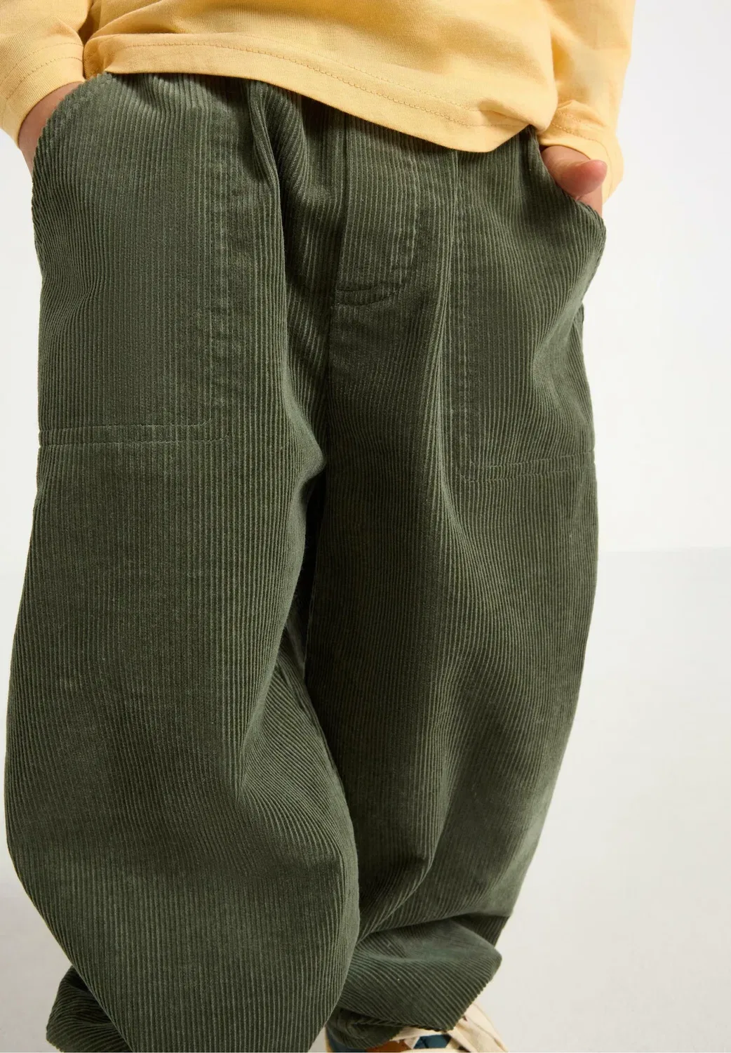 Свободные брюки из вельвета - брюки Lindex, Khaki — фото 4