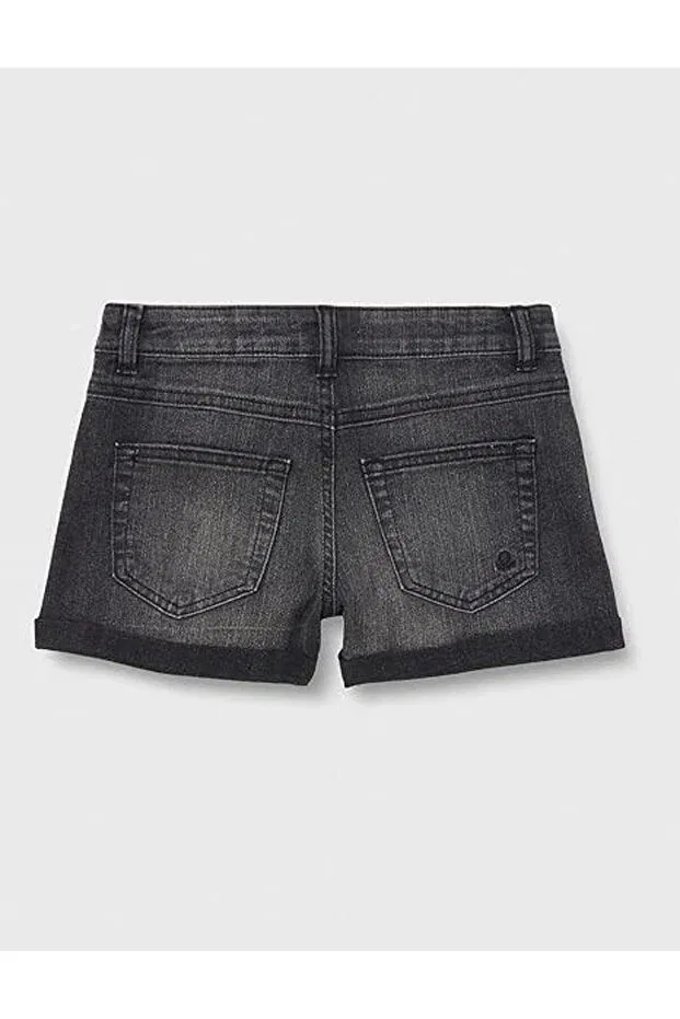 Детские шорты для девочек джинсовые Benetton, Black — фото 4